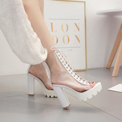 Peep-toe Chunky Heeled Booties Newgew