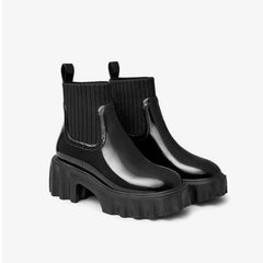 Thick-soled Chelsea Knitted Tube Boots Newgew