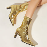 Metallic Back Zipper Boots Newgew