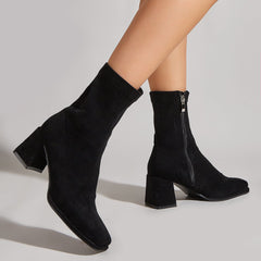 Side Zipper Square Heel Boots Newgew