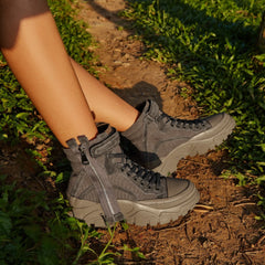 Side Zip Lace-up Sport Boots Zipper Detail Sport Boots Newgew