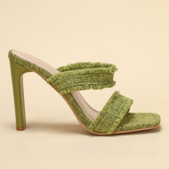 Chunky Heel Denim Fringed Strap Stylish Sandals Newgew