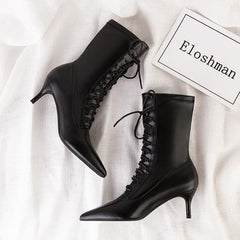 Lace-up Pointed Toes Ankle Boots Newgew