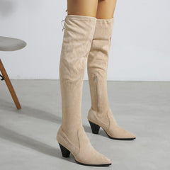 Over The Knee Tie Back Chunky Boots Newgew