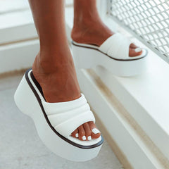 Slope Heeled Thick Soled Square Toe Sandals Newgew