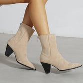 Pointed Toe Thick Heeled Short Boots Newgew