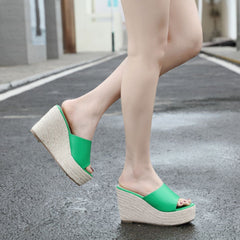 Slope Heeled Thick-soled Hemp Rope Sandals Newgew