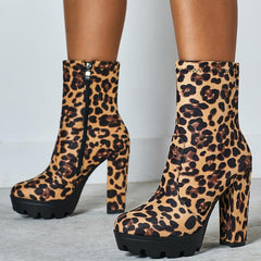Side Zip Chunky Heeled Classic Boots Newgew
