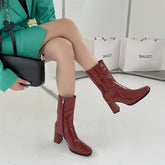 Square Toe High Heeled Short Boots Newgew