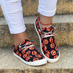 Halloween Round Toe Front Lace-up Sneakers Newgew