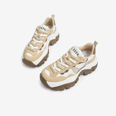 Front Lace-up Clashing Thick-soled Sneakers Newgew