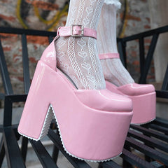 Halloween Super High Waterproof Platform Patent Leather Heels Newgew