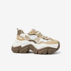 Front Lace-up Clashing Thick-soled Sneakers Newgew