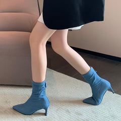 Fashionable Pointed Toe Blue Cowboy Boots Newgew