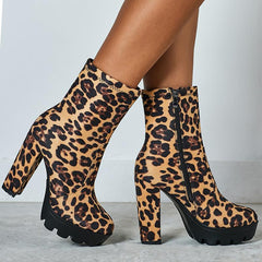 Side Zip Chunky Heeled Classic Boots Newgew