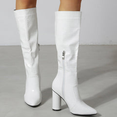 Thick Heel Round Toe Minimalist Thigh-high Boots Newgew