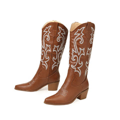 Vintage Chunky Heeled Embroidered Western Boots Newgew