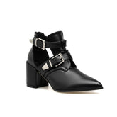 Chunky Heel Double Buckle Boots Newgew