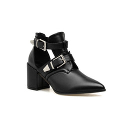 Chunky Heel Double Buckle Boots Newgew
