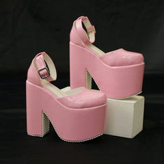 Halloween Super High Waterproof Platform Patent Leather Heels Newgew