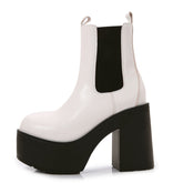 Round Toe Chunky Stacked Chelsea Ankle Boot Round-toe Casual Boots Newgew