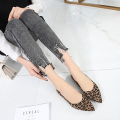 Suede Leopard Point Toe Flats Newgew