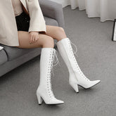 Patent Leather Chunky Heeled Thigh High Boots Newgew