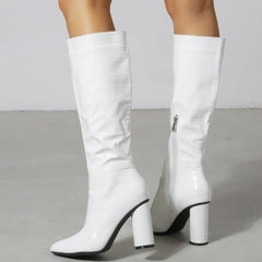 Thick Heel Round Toe Minimalist Thigh-high Boots Newgew