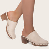 Chunky Heeled Mule Clogs Pumps Newgew