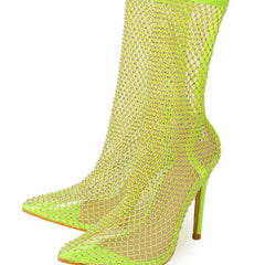 Rhinestone Decor Stiletto Heeled Boots Newgew