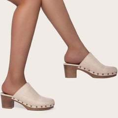 Chunky Heeled Mule Clogs Pumps Newgew