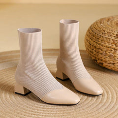 Chunky Heels Knit Stretch Sock Boots Newgew