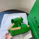 Square-Toe Platform Wedges Slippers Newgew