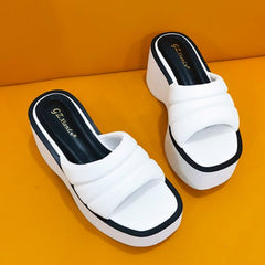 Slope Heeled Thick Soled Square Toe Sandals Newgew