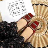 Buckle Design Square-toe Flats Newgew