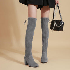 Minimalist Lace Up Decor Classic Boots Minimalist Tie Back Chunky Heeled Boot s Newgew