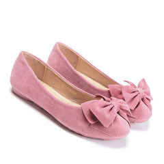 Bow Decor Suede Ballet Flats Newgew