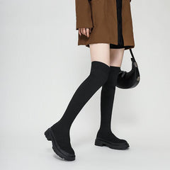 Thick-soled Knee-high Sock Boots Newgew