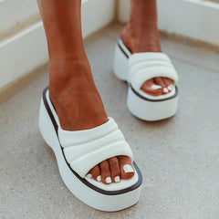 Slope Heeled Thick Soled Square Toe Sandals Newgew