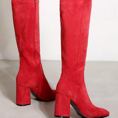 Chunky Heels Pointed Toes High Suede Boots Newgew