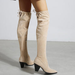 Over The Knee Tie Back Chunky Boots Newgew