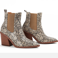 Chunky Heel Pointed Toe Floral Boots Newgew