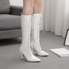 Patent Leather Chunky Heeled Thigh High Boots Newgew
