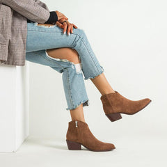 Retro Thick Heeled Side Zipper Boots Newgew