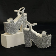 Halloween Sequin Waterproof Platform Super High Heel Sandals Newgew