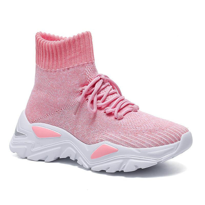 Front Lace-up Fly Knit Sneakers Newgew