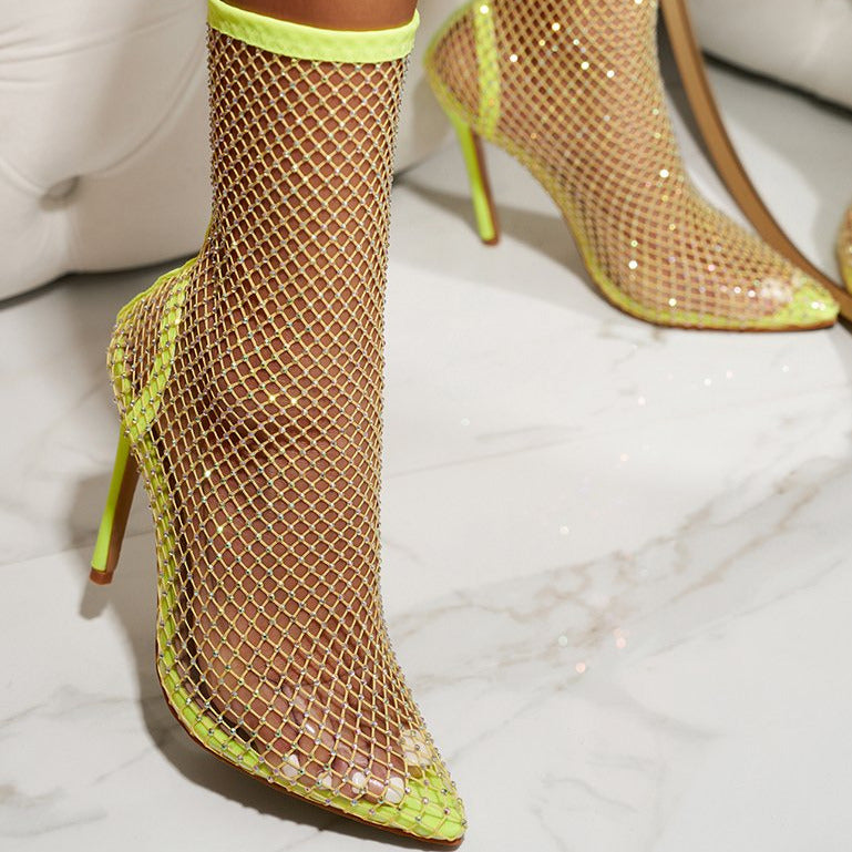 Rhinestone Decor Stiletto Heeled Boots Newgew