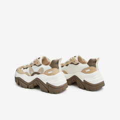Front Lace-up Clashing Thick-soled Sneakers Newgew