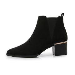 Pointed Toe Heel Chelsea Ankle Boots Chelsea Chunky Low-heel Boots Newgew