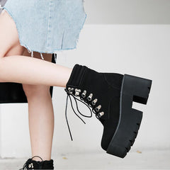 Suede Lace Up Platform Ankle Martin Boots Minimalist Chelsea Boots Newgew